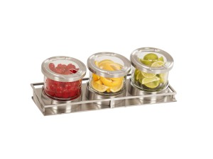 Stainless Steel 3 Jar Mixology Display - 32oz Jars With Notched Lid